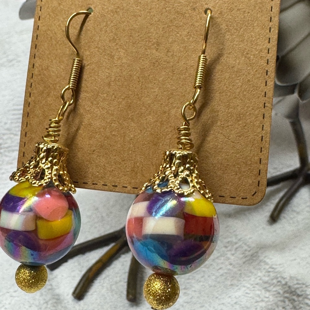 Colorful Gold Accented Artisan Earrings 2/$22